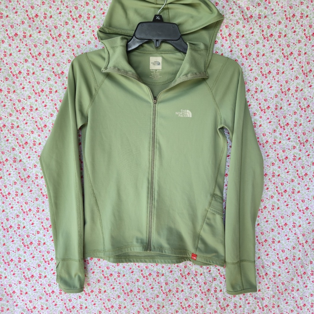 The North Face Women XS Sage Green Full Zip Hooded Athletic Jacket Hiking